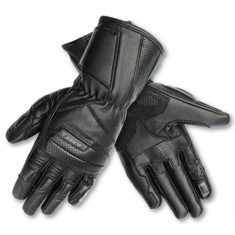 SECA Journey II Motorradhandschuhe aus schwarzem Leder Ausverkauf
