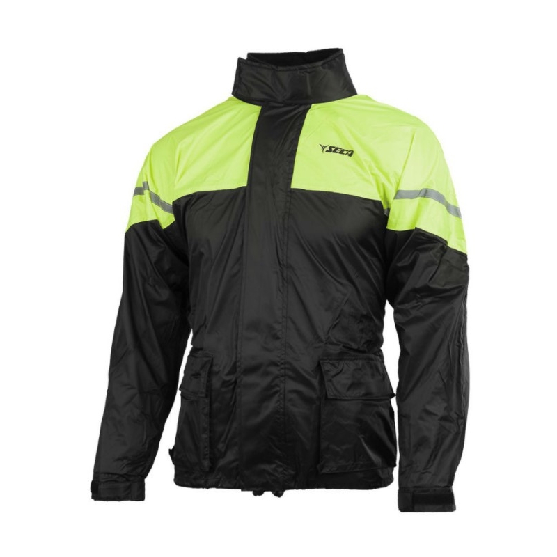 Motorrad-Regenjacke SECA Rain schwarz-fluorgelb Ausverkauf