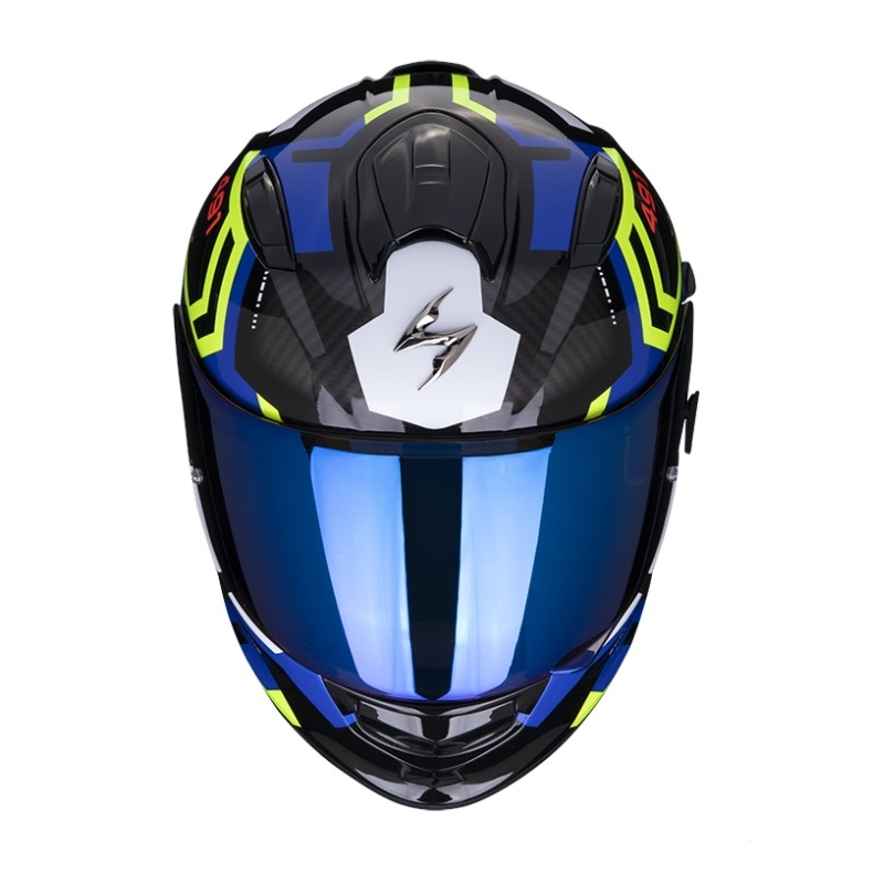 Integral-Motorradhelm SCORPION EXO-491 SPIN schwarz-blau-fluo gelb Ausverkauf