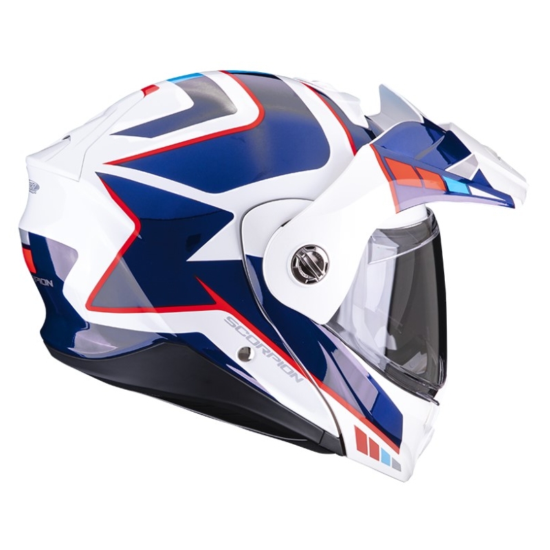 Motorradhelm SCORPION ADX-2 CAMINO perlweiß-blau-rot Ausverkauf