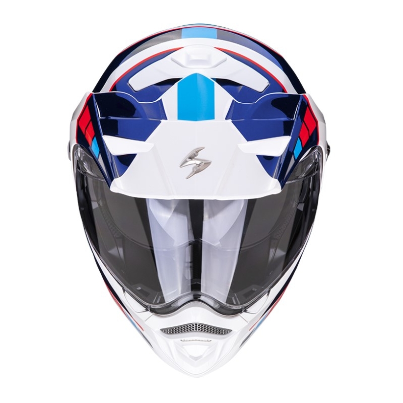 Motorradhelm SCORPION ADX-2 CAMINO perlweiß-blau-rot Ausverkauf