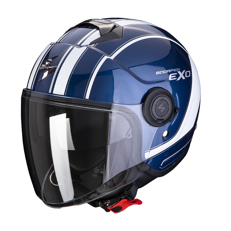 Offener Motorradhelm SCORPION EXO-CITY SCOOT dunkelblau-weiß