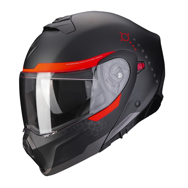 Motorradhelm Scorpion EXO-930 SHOT matt schwarz-rot
