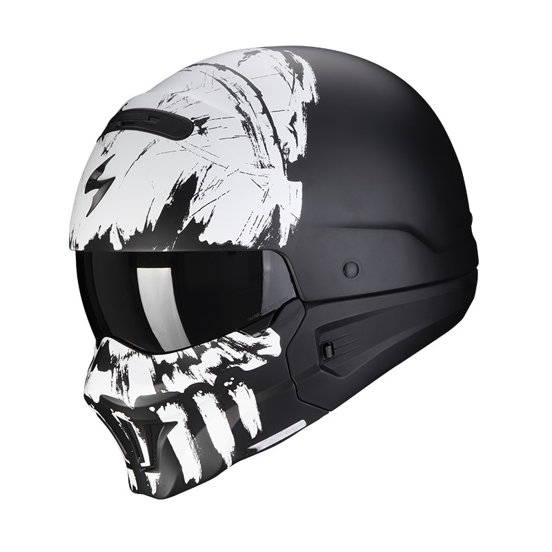 Motorradhelm Scorpion EXO-COMBAT EVO MARAUDER matt schwarz und weiß