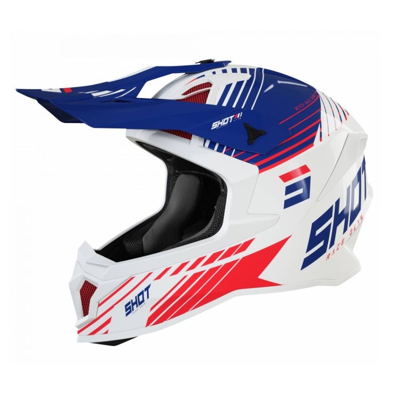 Motocross-Helm Shot Lite Fury weiß-blau-rot