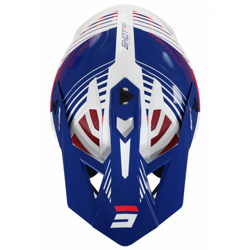 Motocross-Helm Shot Lite Fury weiß-blau-rot