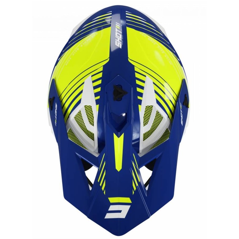 Motocross Helm Shot Lite Fury weiß-blau-fluo gelb Ausverkauf