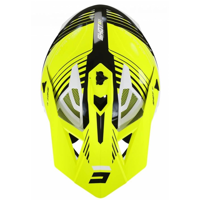 Motocross Helm Shot Lite Fury schwarz-weiss-fluo gelb Ausverkauf