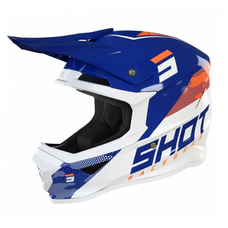 Motocross Helm Shot Furious Camo blau-weiß-orange Ausverkauf