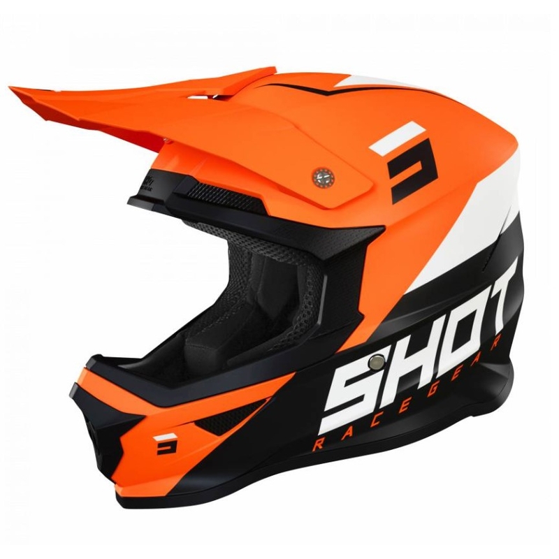 Motocross Helm Shot Furious Chase schwarz-weiss-fluo orange Ausverkauf