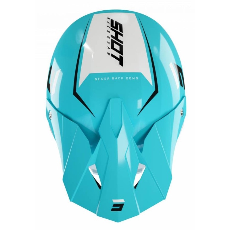 Motocross Helm Shot Furious Chase schwarz-weiß-türkis Ausverkauf