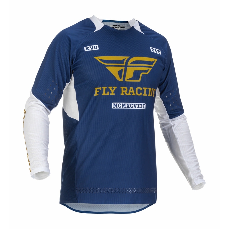 Motocross Trikot FLY Racing Evolution DST 2022 blau-gold-weiß