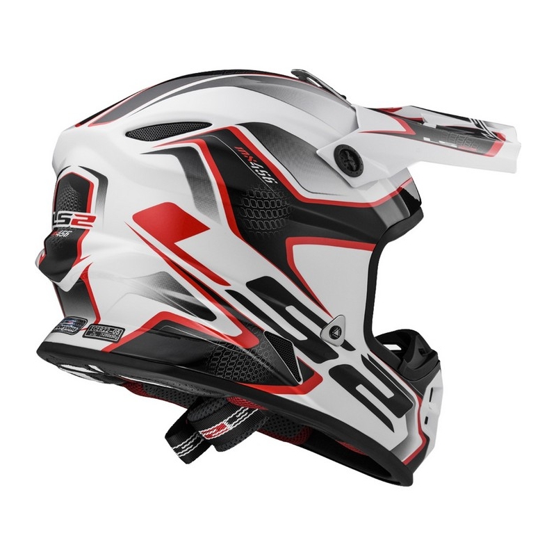 Motocross Helm LS2 MX456 Kompass weiß-rot Ausverkauf