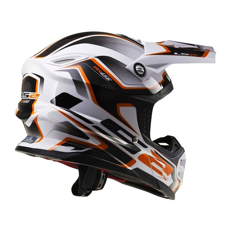 Motocross Helm LS2 MX456 Kompass weiß-orange