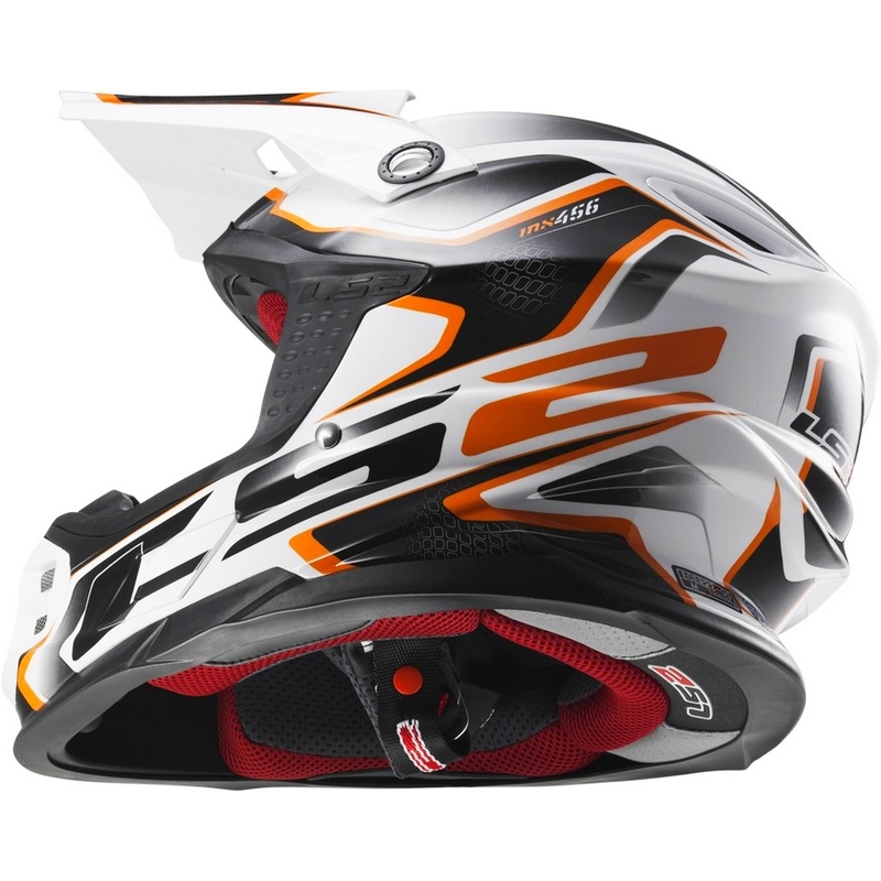 Motocross Helm LS2 MX456 Kompass weiß-orange