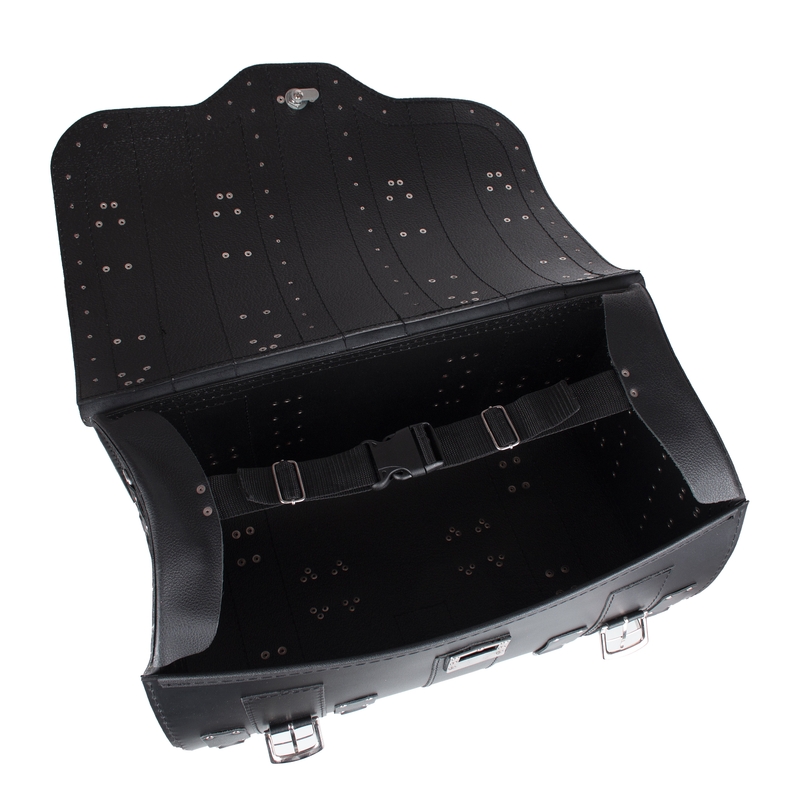 Chopper RSA-15B Motorradkoffer aus Leder mit Schloss