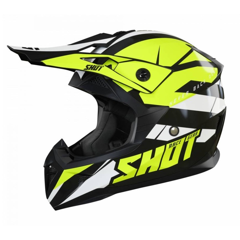 Motocross Helm Shot Pulse Revenge schwarz-weiss-fluo gelb Ausverkauf