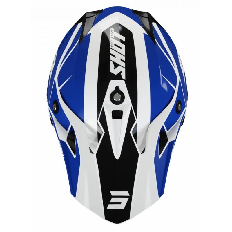 Motocross-Helm Shot Pulse Revenge schwarz-weiß-blau Ausverkauf