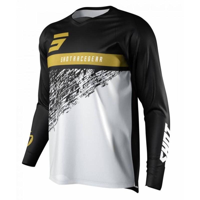 Motocross Trikot Shot Devo Roll schwarz-weiß-gold Ausverkauf