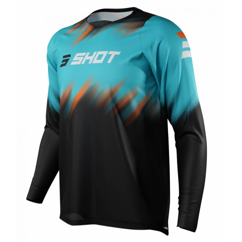 Motocross-Trikot Shot Devo Versus schwarz-türkis Ausverkauf