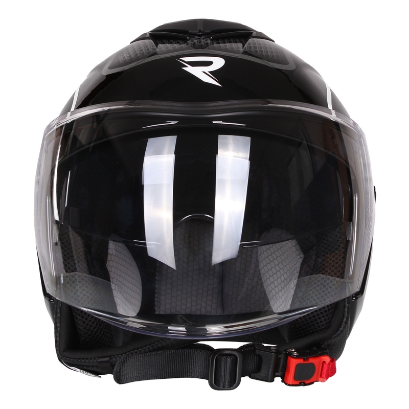 Open Motorradhelm Street Racer Pilot schwarz und weiß