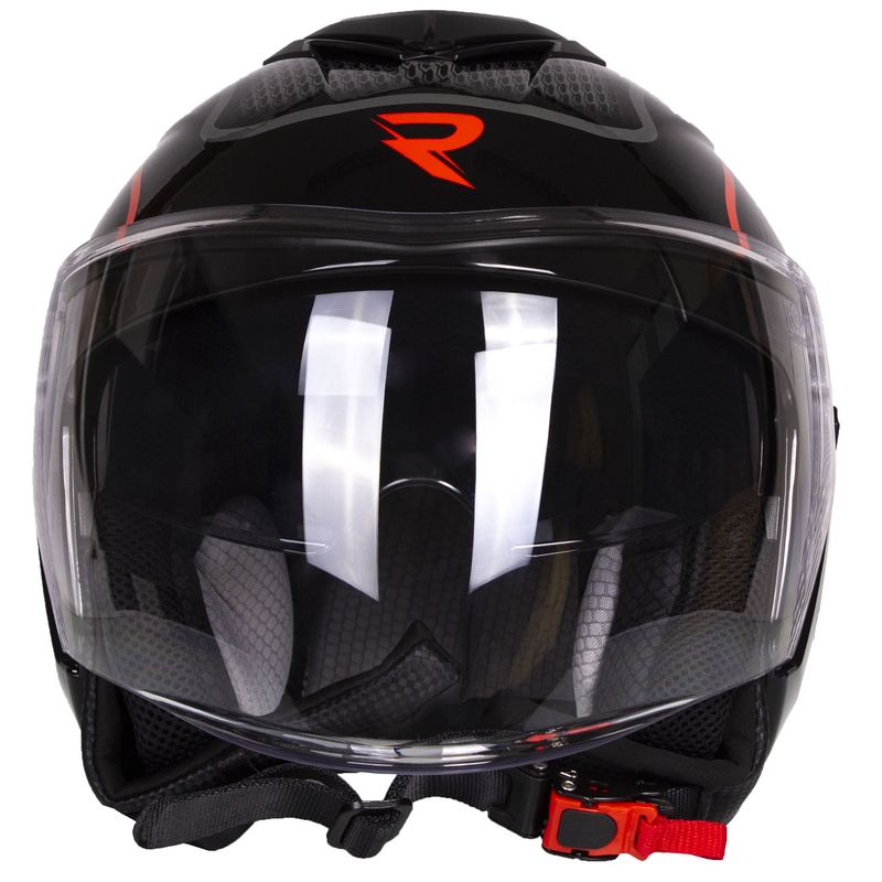 Offener Motorradhelm Street Racer Pilot Schwarz und Rot
