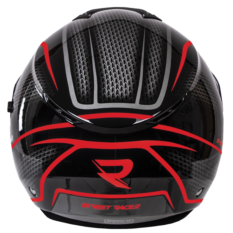 Offener Motorradhelm Street Racer Pilot Schwarz und Rot