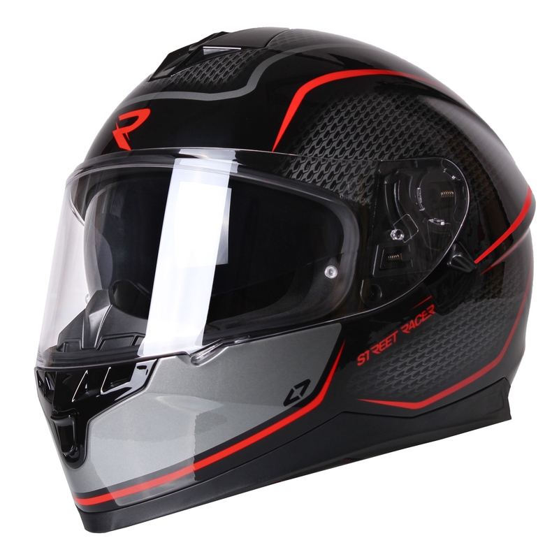 Street Racer Magna Integral Motorradhelm schwarz und rot