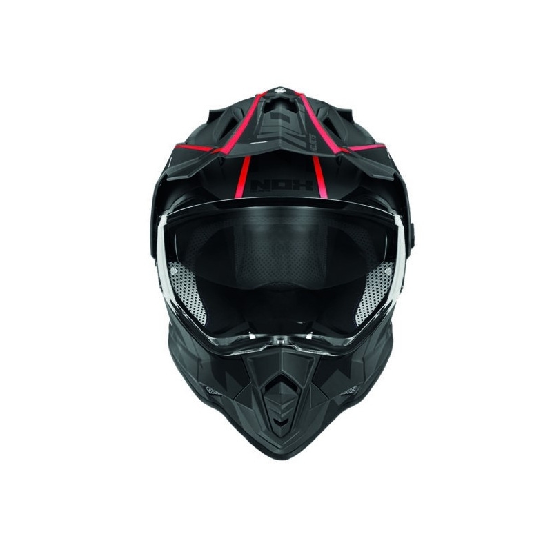 Endurohelm NOX N312 Crow schwarz-rot