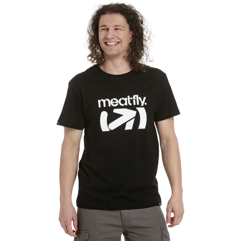 Meatfly Podium T-shirt schwarz und weiß Ausverkauf