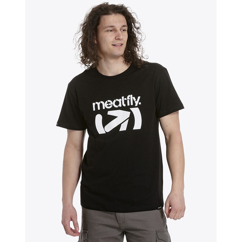 Meatfly Podium T-shirt schwarz und weiß Ausverkauf