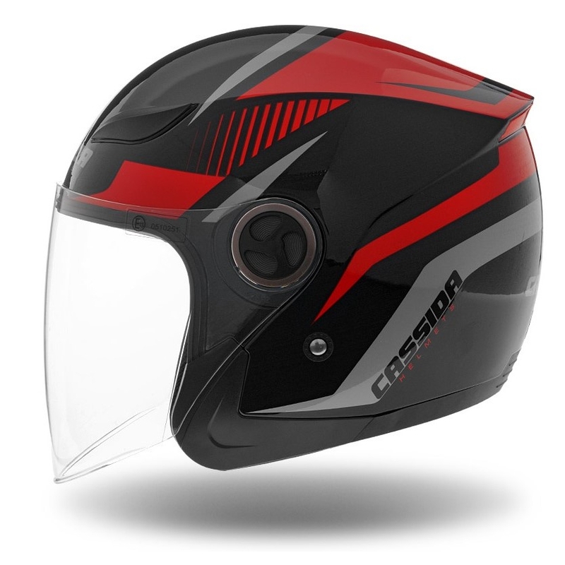 Cassida Reflex offener Motorradhelm schwarz-rot-grau