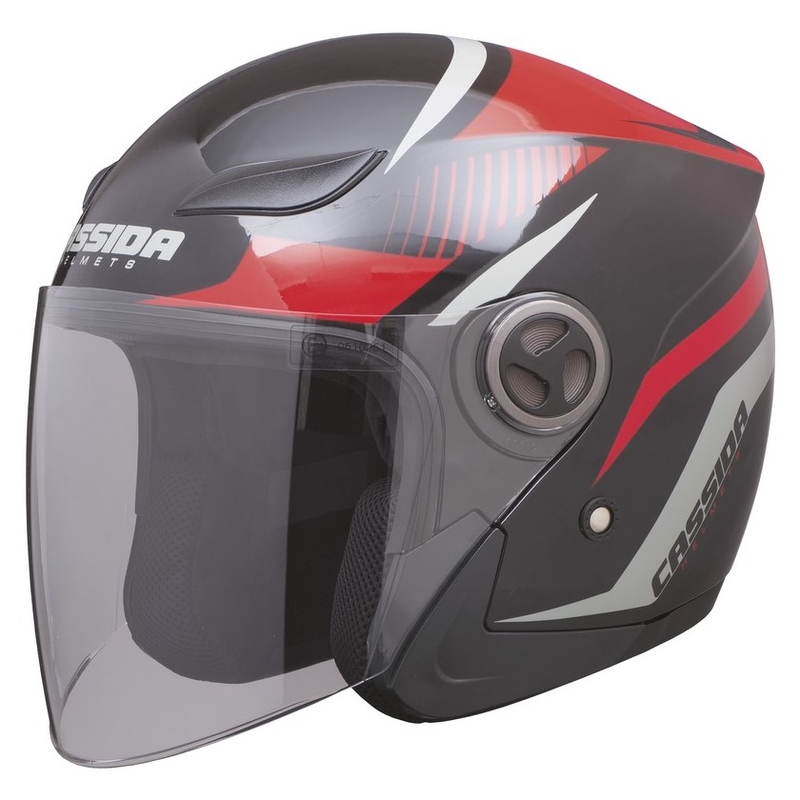 Cassida Reflex offener Motorradhelm schwarz-rot-grau