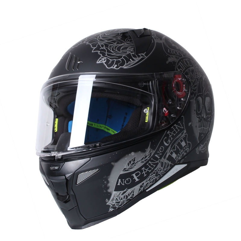 MT Revenge 2 Skull &amp; Roses Integral Motorradhelm schwarz Ausverkauf