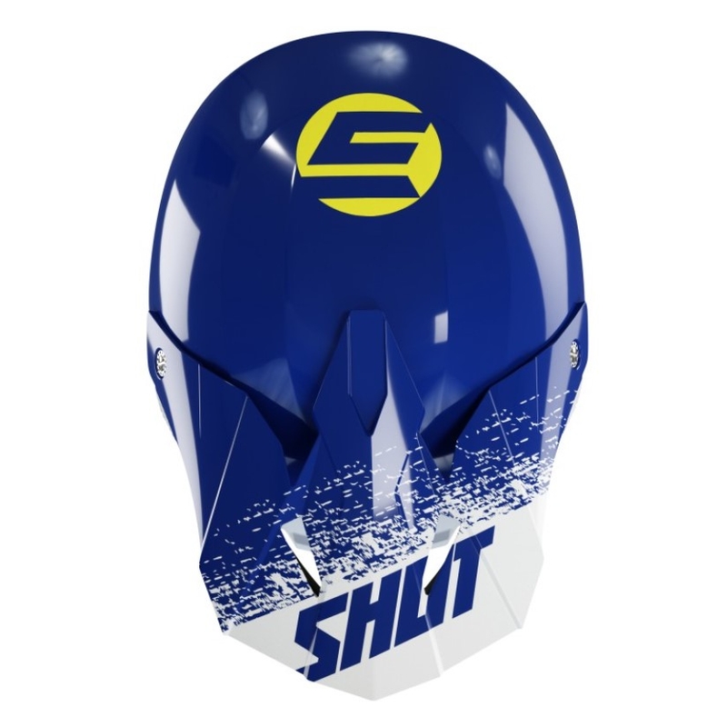 Kinder Motocross Helm Shot Furious Roll blau-weiß-gelb Ausverkauf