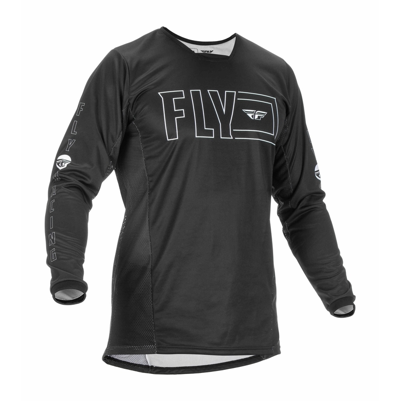 Motocross Trikot FLY Racing Kinetic Fuel 2022 schwarz und weiß