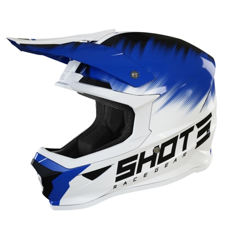 Kinder Motocross-Helm Shot Furious Versus Schwarz-Blau-Weiß Ausverkauf