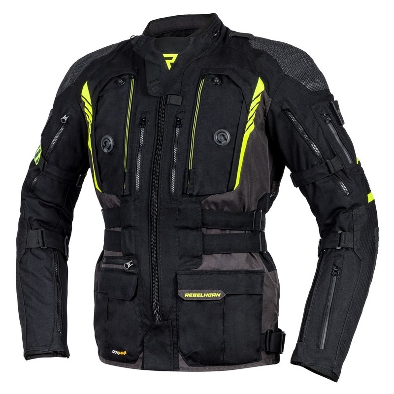 Rebelhorn Patrol schwarz-grau-fluorgelbe Motorradjacke