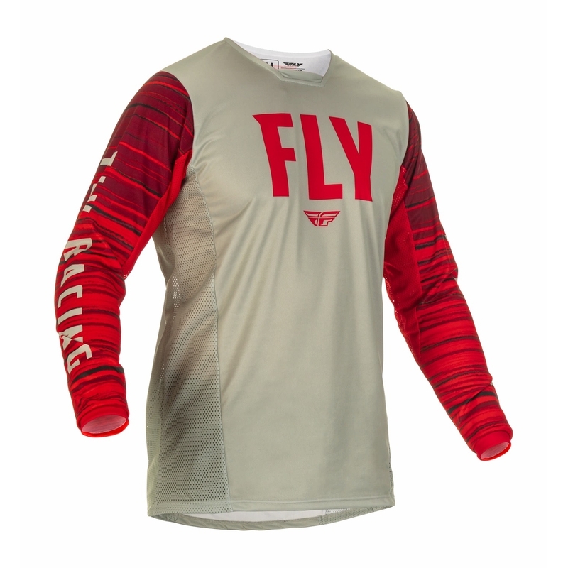 Motocross Trikot FLY Racing Kinetic Wawe 2022 grau-rot