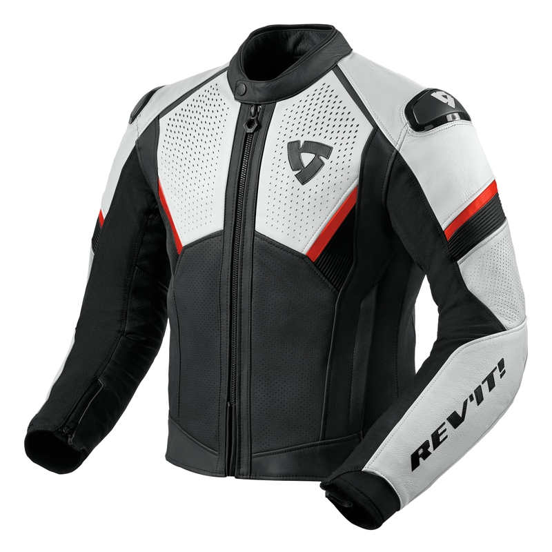 Revit Matador schwarz-weiß-fluorrote Motorradjacke Ausverkauf