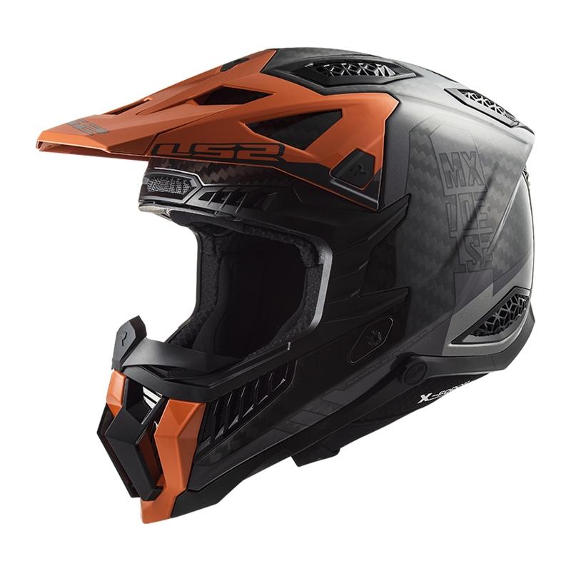 Motocross Helm LS2 MX703 X-Force Victory Titanium schwarz-orange