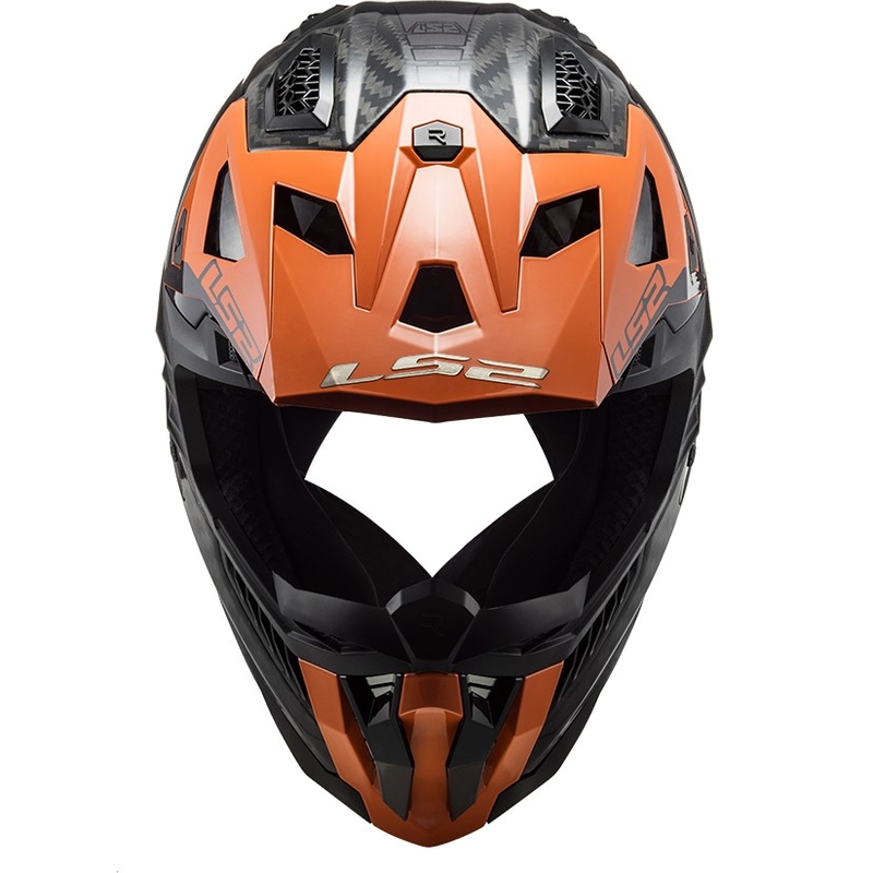 Motocross Helm LS2 MX703 X-Force Victory Titanium schwarz-orange