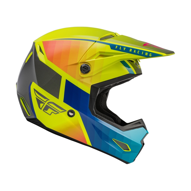Motocross Helm FLY Racing Kinetic Drift blau-fluo gelb-grau