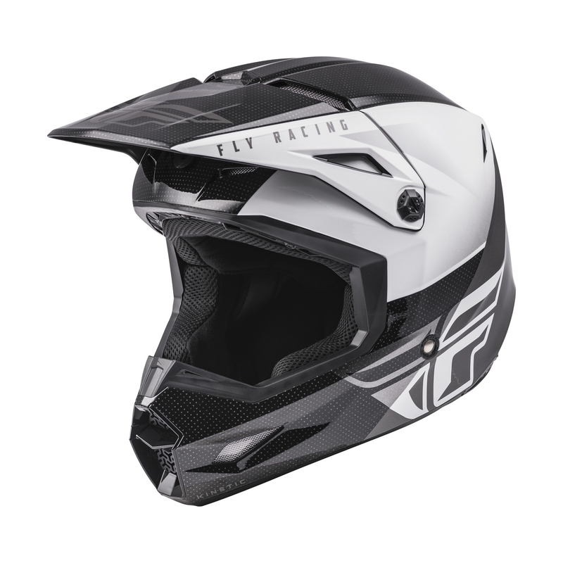 Motocross-Helm FLY Racing Kinetic Straight Schwarz und Weiß Ausverkauf
