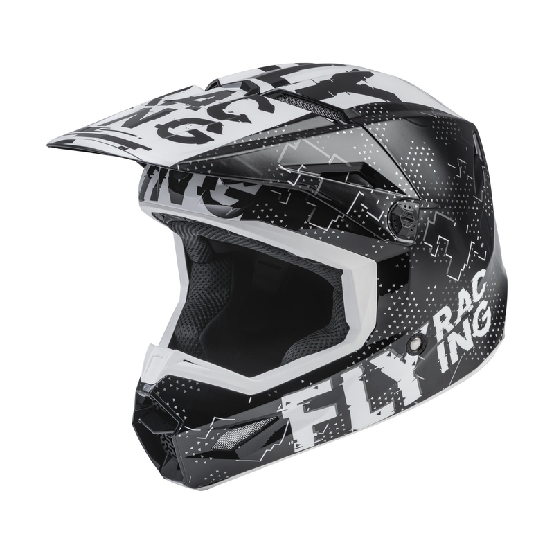 Kinder Motocross Helm FLY Racing Kinetic Scan schwarz und weiß