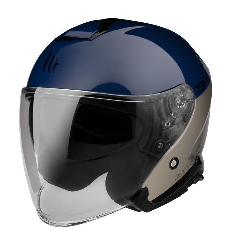 Offener Motorradhelm MT OF504SV Thunder 3 SV Jet Xpert A17 silber-blau