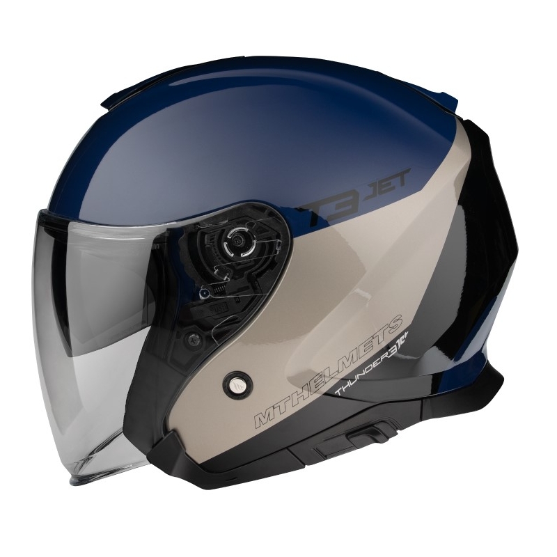 Offener Motorradhelm MT OF504SV Thunder 3 SV Jet Xpert A17 silber-blau