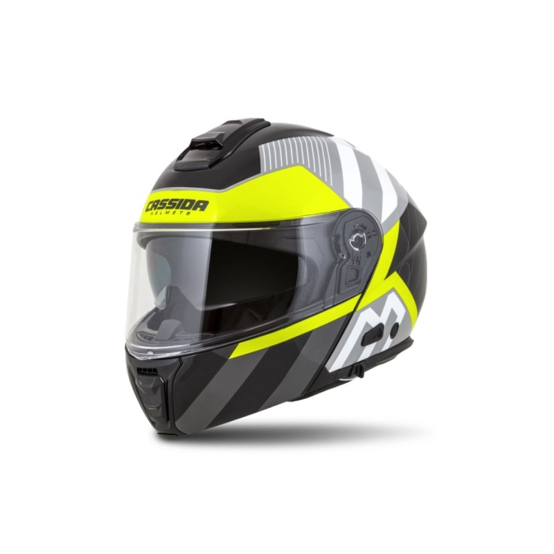 Cassida Modulo 2.0 Profil Motorradhelm weiß-grau-schwarz-fluo gelb