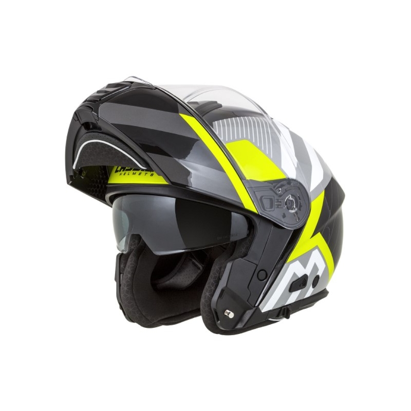 Cassida Modulo 2.0 Profil Motorradhelm weiß-grau-schwarz-fluo gelb