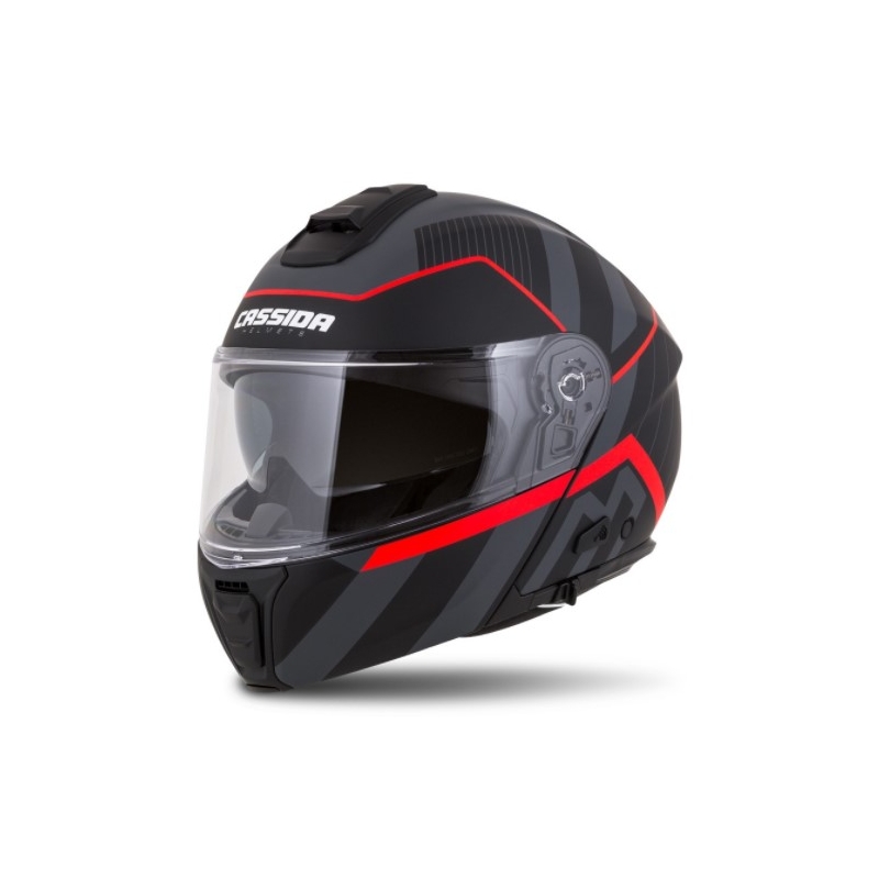 Cassida Modulo 2.0 Profil rot-grau-schwarzer Motorradhelm zum Aufklappen